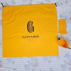 Goyard Yellow Canvas Drawstring Dust Bag Pouch Felt  27.5 x 25 Insert Set of 3